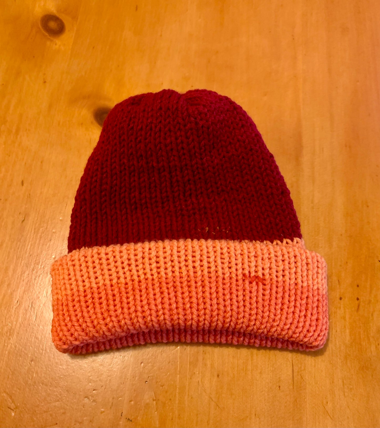 Knit hat orange reversible