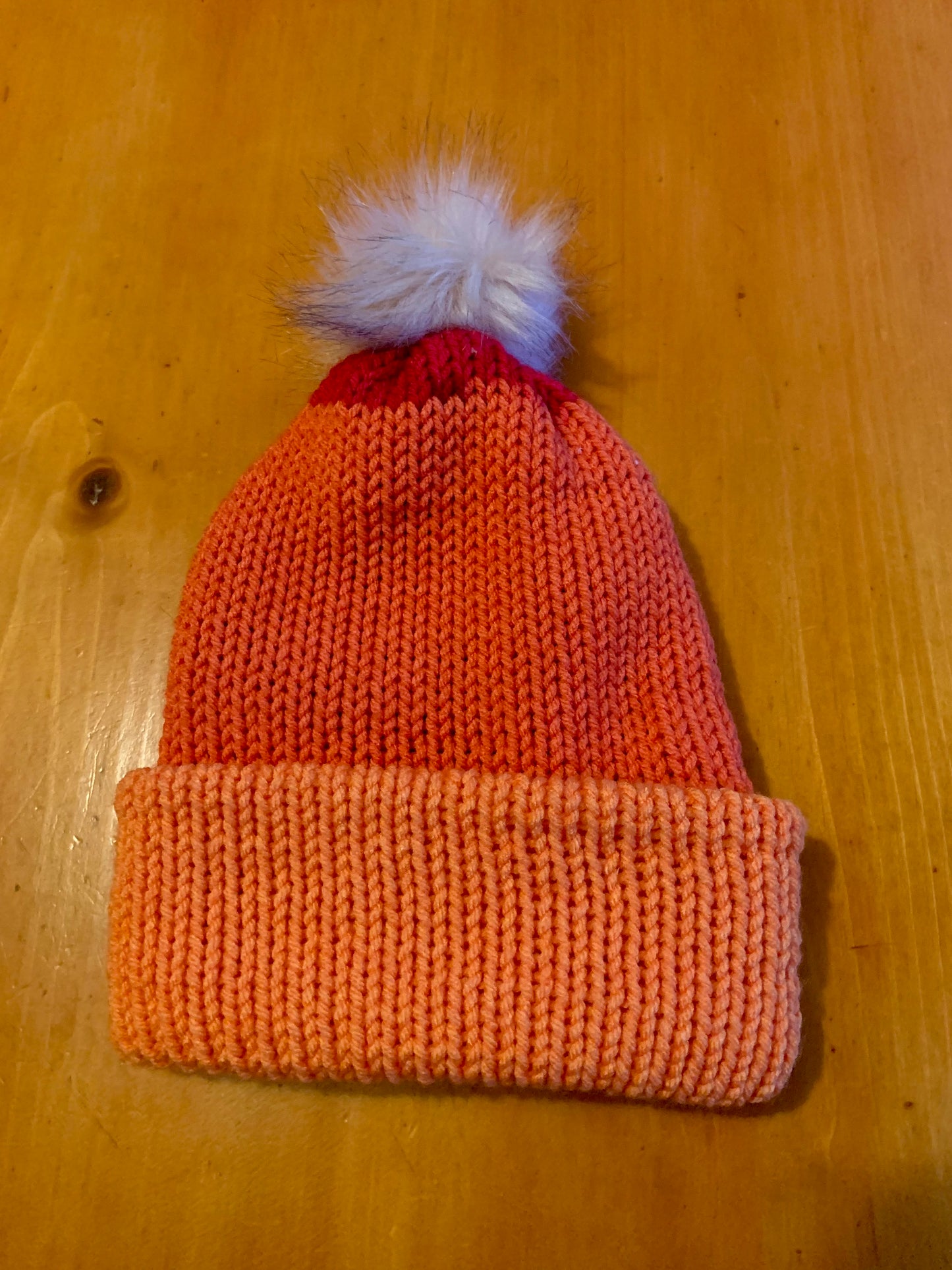 Knit hat orange reversible