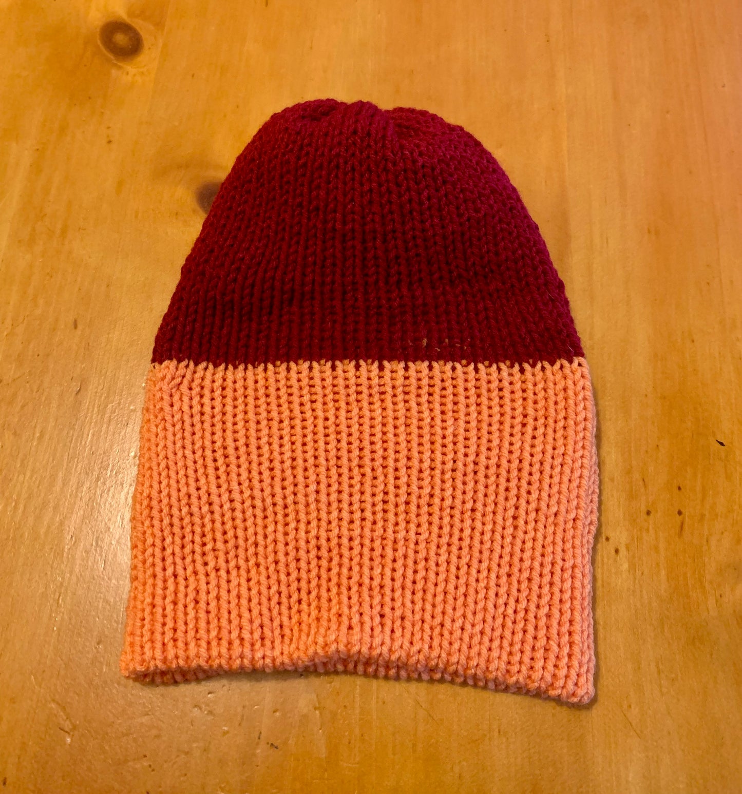 Knit hat orange reversible