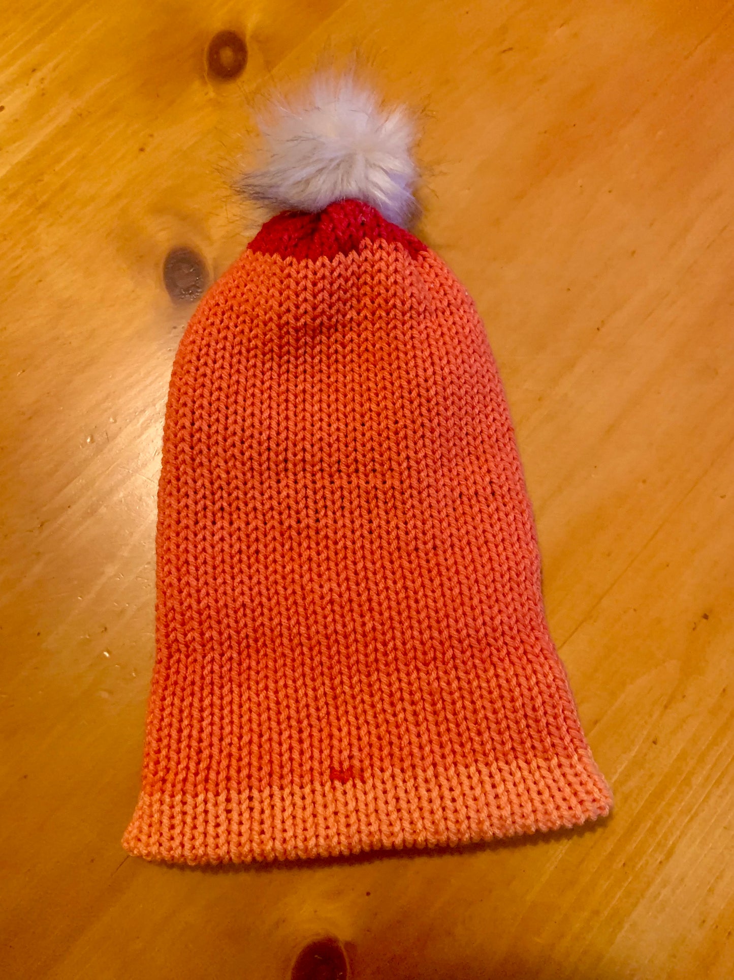 Knit hat orange reversible