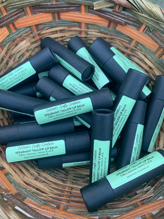 Spearmint tallow lip balm